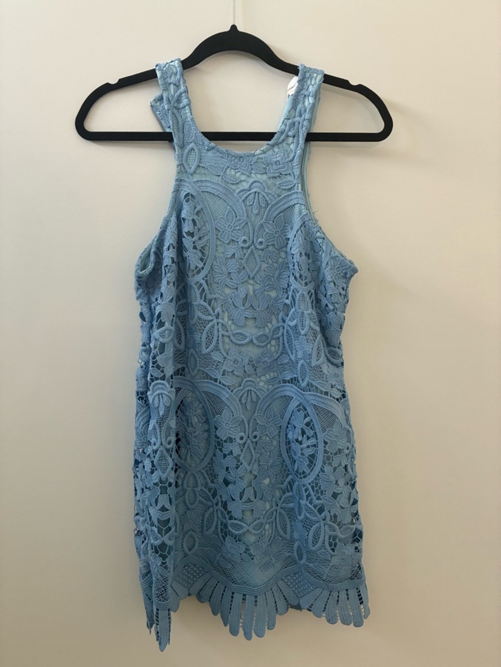 Lovers + Friends Light Blue Crochet Mini Dress